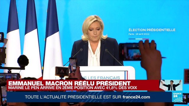 REPLAY - Discours de Marine Le Pen, battue à l'élection présidentielle avec 41,8 % des voix