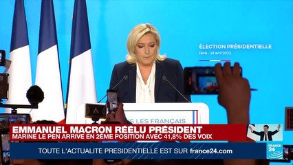 REPLAY - Discours de Marine Le Pen, battue à l'élection présidentielle avec 41,8 % des voix