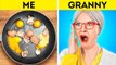 ME VS GRANDMA COOKING CHALLENGE Simple Secret Kitchen Hacks and Tools by 123 GO FOOD