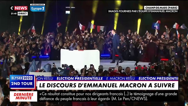 Présidentielle - Regardez l'intégralité du discours d'Emmanuel Macron sur le Champ-de-Mars après sa réélection : Je ne suis plus le candidat d'un camp, mais le président de toutes et tous