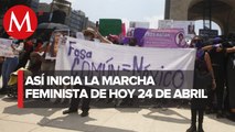 Inicia marcha de colectivos feministas rumbo a la Fiscalía General de la República