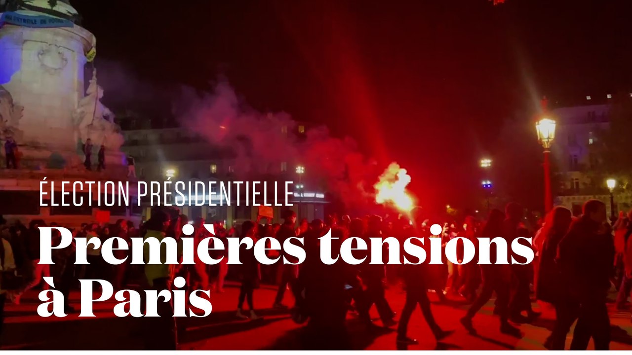 Manifestations et tensions à Paris à l'annonce de la réélection d'Emmanuel Macron