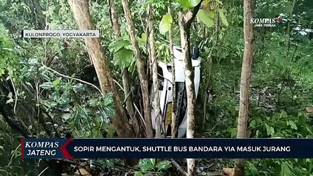 Sopir Mengantuk, Shuttle Bus Bandara YIA Masuk Jurang