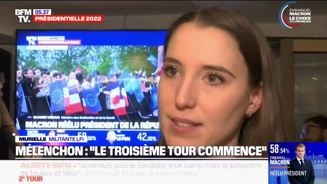 Présidentielle 2022: une victoire d'Emmanuel Macron au goût amer pour les militants LFI