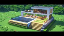 ⚒️ Minecraft _ How To Build a Modern House With Swimming Pool_마인크래프트 건축 _ 수영장이 있는 모던 하우스