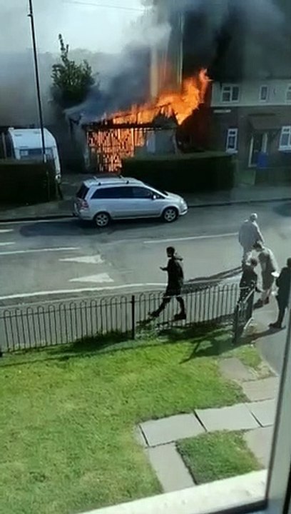 Dramatic video footage shows devastation caused by garden pit fire
