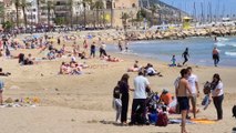 Busy Beach of Sitges Barcelona 