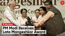 PM Modi Receives First Lata Deenanath Mangeshkar Award In Mumbai
