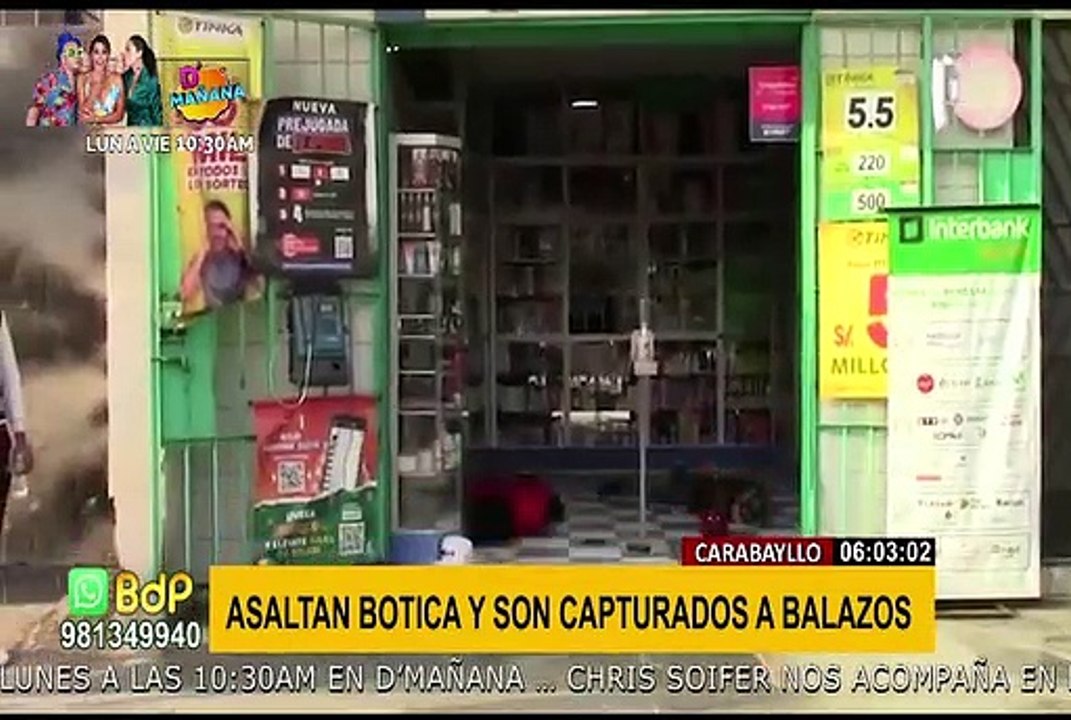 Carabayllo: extranjeros asaltan botica y son capturados a balazos