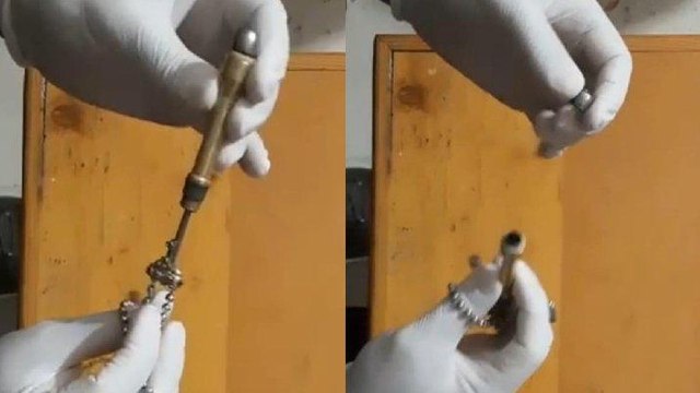 Boynunda kolye görünümlü kalem silahla yakalandı