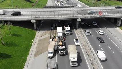 Küçükçekmece'de korkutan kaza: Yüzlerce litre kimyasal madde yola döküldü
