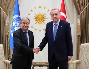 Cumhurbaşkanı Erdoğan ile görüşen BM Genel Sekreteri Guterres'den Türkiye'ye teşekkür