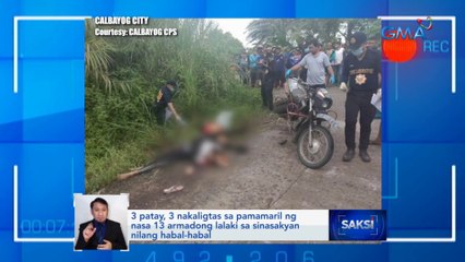 Tải video: 3 patay, 3 nakaligtas sa pamamaril ng nasa 13 armadong lalaki sa sinasakyan nilang habal-habal | Saksi