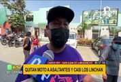 SJL: vecinos atrapan a delincuentes y les arrebatan su moto tras asalto