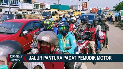 Terpantau Jalur Utama Pantura Dipadati Pemudik Motor, Antrean Kendaraan Hingga 1 Km