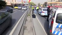 15 Temmuz Şehitler Köprüsü çıkışında motosiklet kazası kamerada