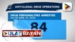 84 na indibidwal, arestado sa anti-illegal drug operations ng awtoridad