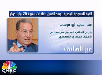 عبد الحميد أبو موسى لـ  CNBC عربية: الصندوق الاستثماري المزمع إنشاؤه بين مصر السعودية سيعمل على الاستثمار في المشروعات التنموية في مصر