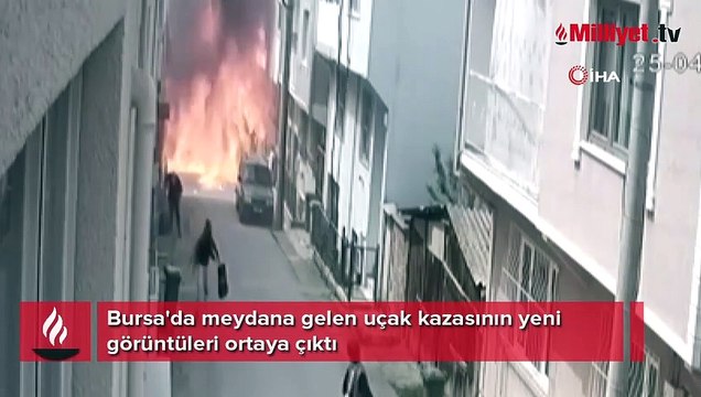 Bursa'da uçak düşme anına ait yeni görüntüler