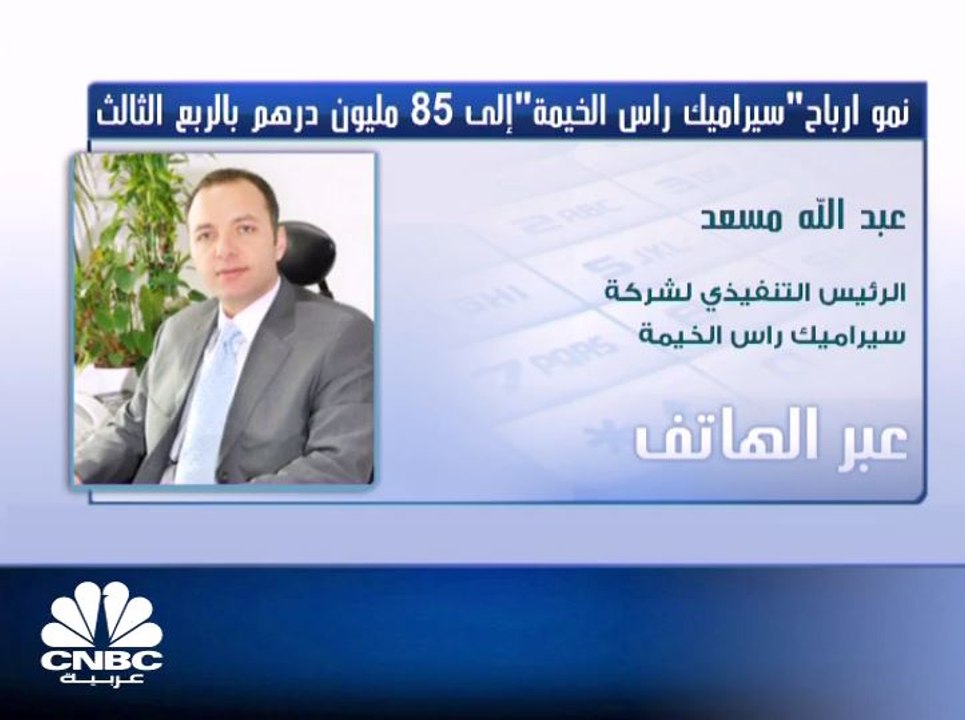 الرئيس التنفيذي لشركة سيراميك رأس الخيمة لـCNBC عربية: المديونية العامة للشركة من نهاية 2016 وحتى الوقت الحالي تبلغ 1.5 مليار درهم إماراتي