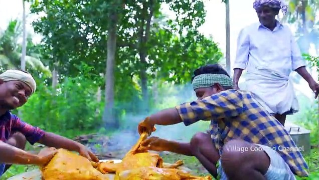 ARABIAN MUTTON BIRYANI with 2 FULL GOAT Mutton Biryani Recipe with Grilled Goat Village Cooking_