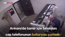 Tamir edilen telefonun bataryası böyle patladı