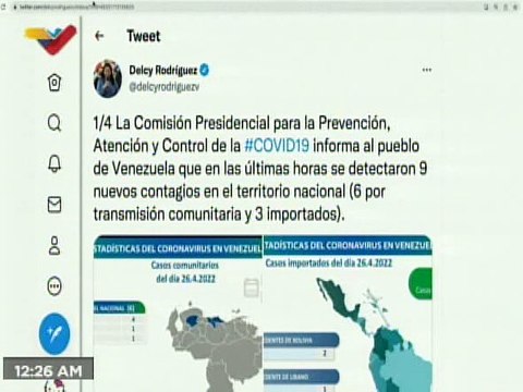 COVID-19 | Venezuela registró 6 casos comunitarios, 3 importados y 515 mil 621 recuperados