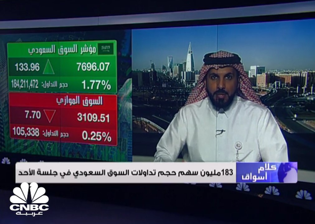 مؤشر سوق الأسهم السعودية يغلق مرتفعًا قرب مستويات 7700