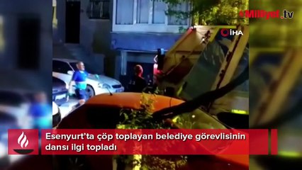 Esenyurt’ta çöp toplayan belediye görevlisinin dansı ilgi topladı