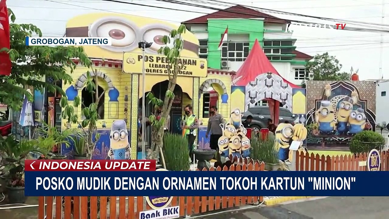Agar Tampil Menarik, Pospam Mudik di Grobogan Dihiasi Kartun Minions
