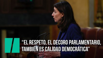 Pilar Llop, a un Espinosa de los Monteros: "El respeto, el decoro parlamentario, también es calidad democrática"