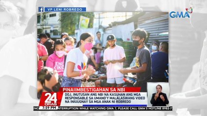 DOJ, inutusan ang NBI na kasuhan ang mga responsable sa umano'y malalaswang video na iniuugnay sa mga anak ni Robredo | 24 Oras