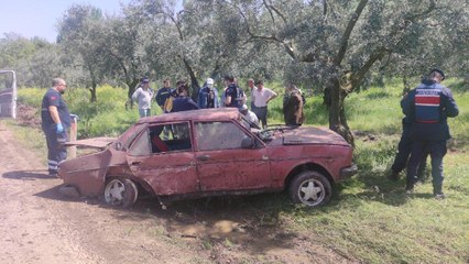 Otomobil zeytinliğe daldı: 2’si çocuk 4 yaralı