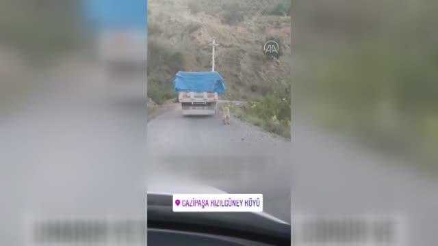 Köpeğini kamyonun arkasına bağlayan sürücü hakkında işlem yapıldı