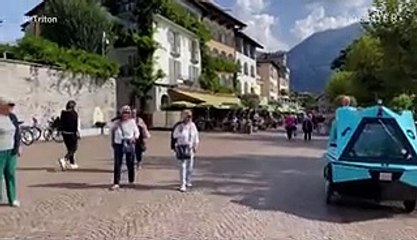 The BeTriton is a fully electric all-in-one camper, boat, and trike