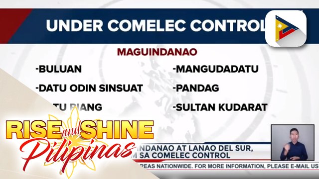 8 lugar sa Maguindanao at Lanao del Sur, isinailalim sa Comelec control