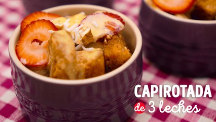 La capirotada más cremosa, ¡lleva 3 leches y se prepara en minutos!