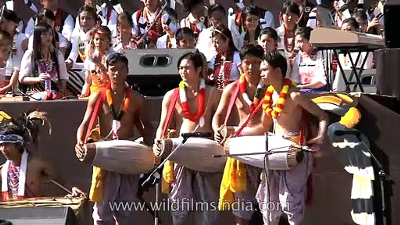 Drum beats of North-East India at the opening ceremony of Nagaland Hornbill festival