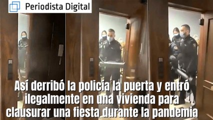 Imputados por allanamiento los policías que reventaron así la puerta en el piso de la fiesta en pandemia