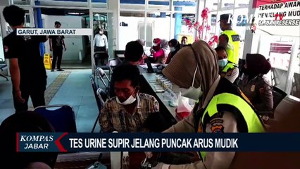 Persiapan Mudik Pengemudi Bus Jalani Tes Urine