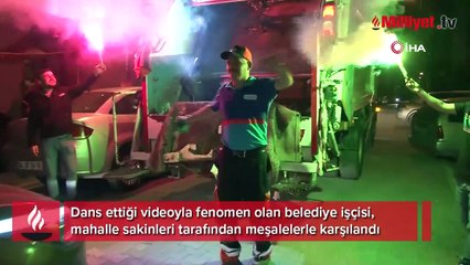 Esenyurt'taki fenomen belediye işçisine meşaleli karşılama