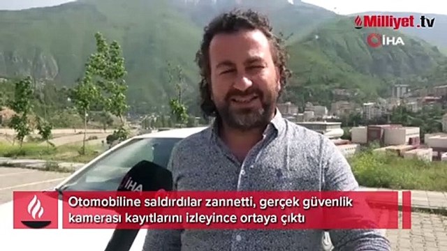 Otomobiline saldırdılar zannetti, gerçek güvenlik kamerası kayıtlarını izleyince ortaya çıktı