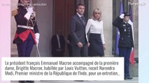 Brigitte Macron impeccable à l'Elysée : sa fine silhouette sublimée par sa robe Vuitton et ses talons aiguilles