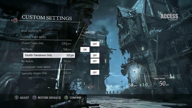 Thief behind the scenes - menu