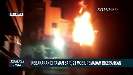 Download Video: Menjalar ke 10 Rumah, Kebakaran di Taman Sari Jakarta Butuh 21 Mobil Damkar untuk Padamkan Api