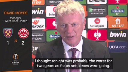 Moyes angry with Hammers 'lack of quality' as Frankfurt take initiative