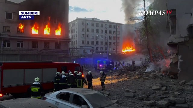 Rusia Gempur Kiev Saat Sekjen PBB Lakukan Kunjungan! Api Berkobar, Korban Berjatuhan