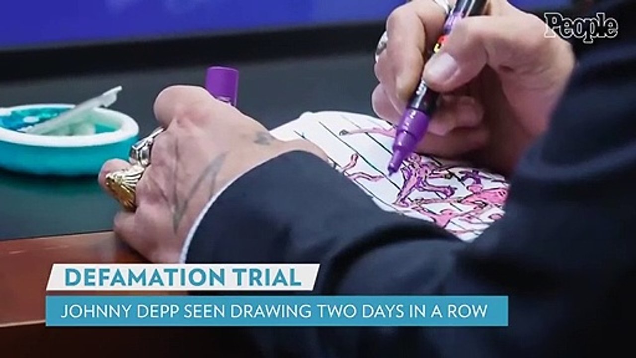 Johnny Depp Seen Drawing and Coloring Two Days in a Row During Amber Heard Defamation Trial
