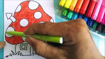 3 | Coloring Pretty mushroom house  | Tô màu ngôi nhà nấm xinh xắn  | #tomau #tômàu #coloring