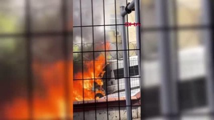 ÜMRANİYE'DE PARK HALİNDEKİ MİNİBÜS ALEV ALEV YANDI